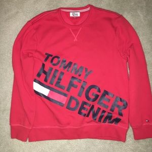 Red Tommy Hilfiger Graphic Crewneck Sweatshirt